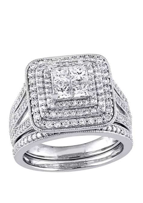 Belk And Co 2 Piece 15 Ct Tw Diamond Princess Cut Double Halo Bridal