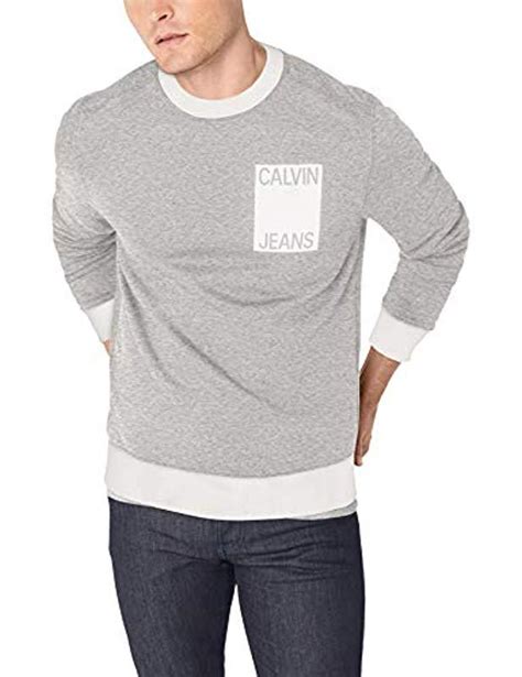 Lyst Calvin Klein Institutional Logo Crew Neck Sweatshirt In Gray For