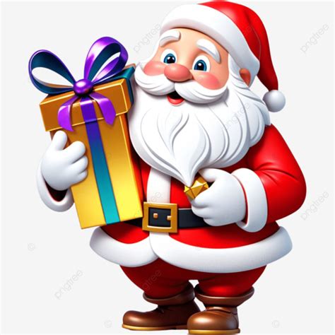 Santa Claus Con Regalo De Navidad Png Dibujos Ilustraci N Elemento