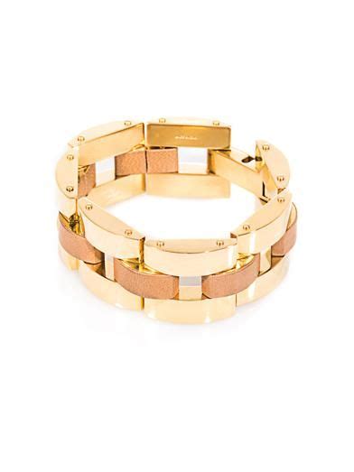 Chloé Gourmette Gold Chain and Leather Bracelet