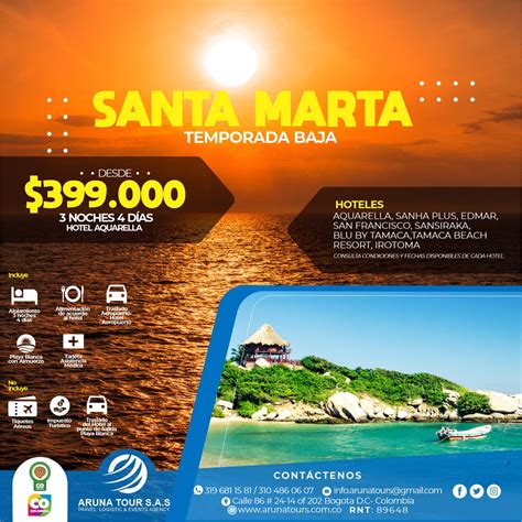 Santa Marta Temporada Baja Arunatours Agencia De Viajes