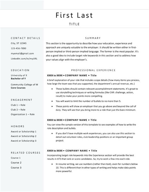 Recent Graduate Resume Template Modern Design Sage