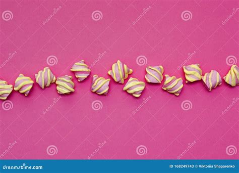 Congratulation Gift Sweets Marshmallows Childrenâs Girls Girls Female Tender Nude Pink Stock