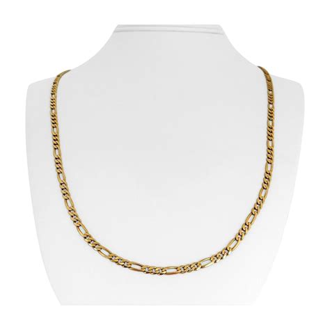 14 Karat Yellow Gold Solid Figaro Link Chain Necklace For Sale At 1stdibs