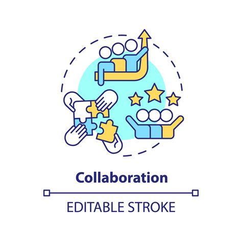 Editable Collaboration Concept Thin Line Icon Isolated Vector Representing Data Democratization