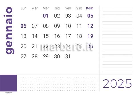 Calendario 2025 Mensile In Pdf Stampabile Scegli E Scarica Ora