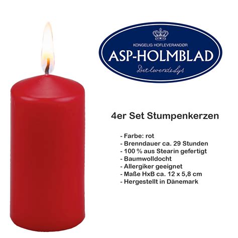 Stearin Kerzen Rot H Brenndauer Stumpenkerzen Set Adventskranz