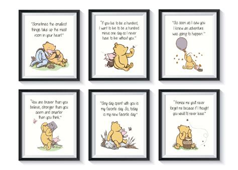 Classic Pooh Quotes Nursery Art Prints Set Qty 6 Winnie the Pooh Piglet Decor, Baby Girl Boy ...