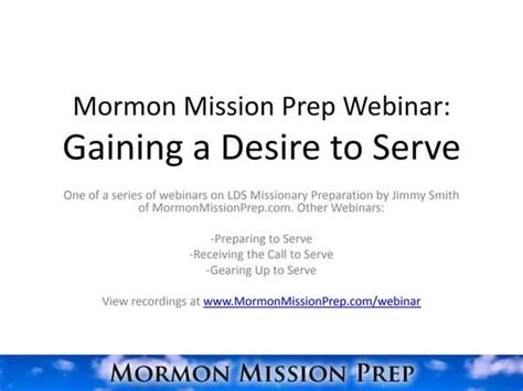 Mission Prep Class Lesson 1 The Missionary Purpose