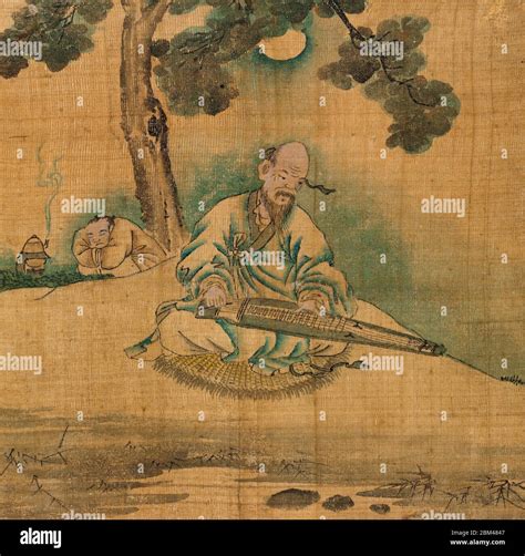 Scholar Playing A Qin Korean Art 1800s Stock Photo Alamy