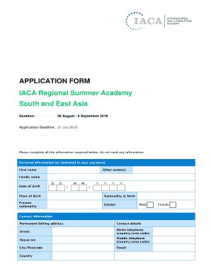 Fillable Online Iaca Application Form Fax Email Print Pdffiller