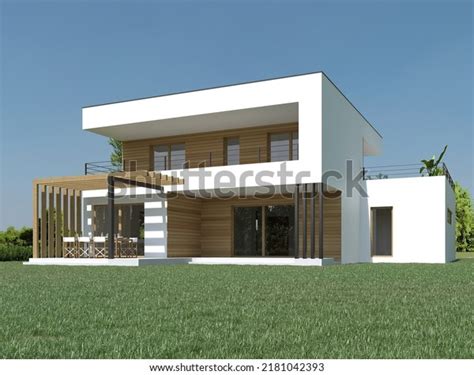 3d Modern House Exterior 3d Illustration Stock Illustration 2181042393 ...