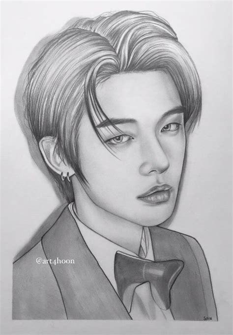 Txt Yeonjun Pencil Drawing Print Pls Read Item Details Etsy Australia