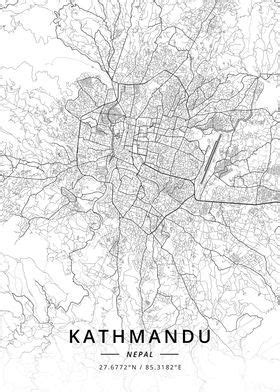 Kathmandu Nepal Poster Picture Metal Print Paint By Designer Map