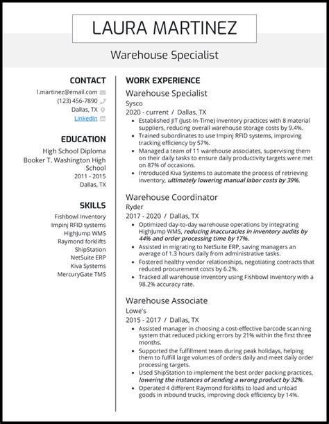 13 Warehouse Worker Resume Samples That Got Jobs In 2024