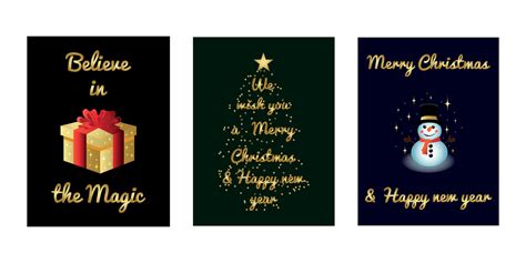 A set of greeting cards for Christmas and New Year 29474220 Vector Art ...