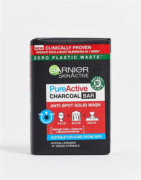 Garnier Pure Active Charcoal Cleansing Bar With Salicylic Acid For Blemishes 100g Asos