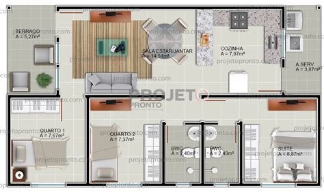 Planta Baixa De Casas 3 Quartos Sendo 1 Suite Dwg Plantă Blog