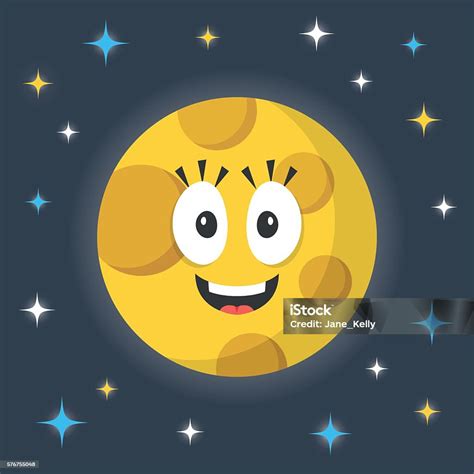 bulan vektor karakter bulan kartun lucu langit malam  bintangbintang