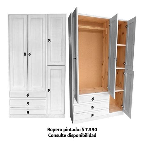 Ropero Madera Maciza Puertas Cajones Lustrado Ltc En