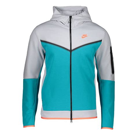 Nike Tech Fleece Full Zip Hoodie Greylight Blueorangeblack