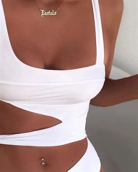 Olivia Mark Asymmetric Sleeveless Cutout One Piece Swimsuit Olivia Mark