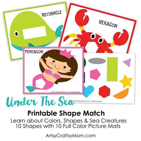 Printable Under The Sea Theme Shape Match