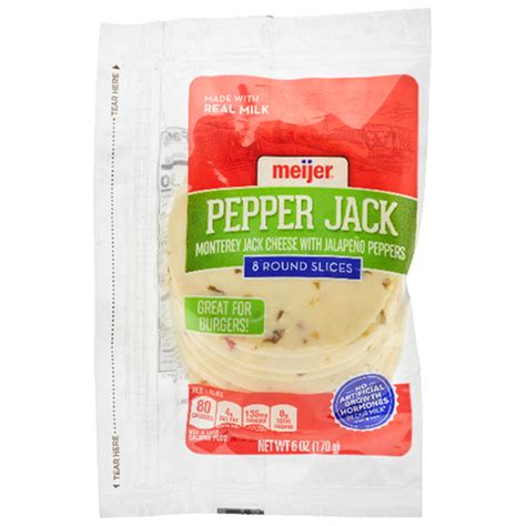 Meijer Round Pepper Jack Cheese Burger Slices 6 oz | Shipt