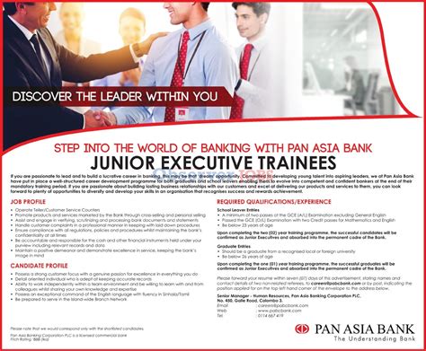 Junior Executive Trainees Pan Asia Bank Vacancies 2019 Gazettelk