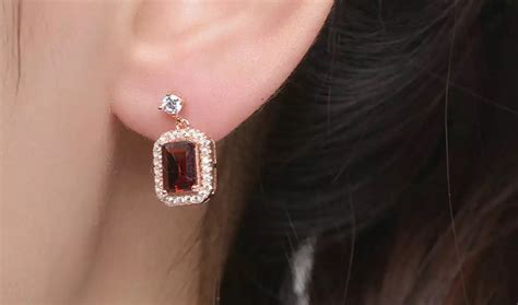 Natural Garnet Earrings Rose Gold Plated 925 Sterling - Etsy