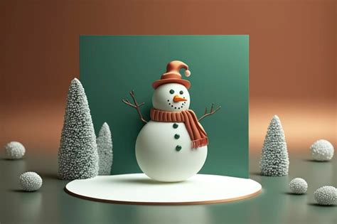 Espacio de copia de maqueta de muñeco de nieve Fondo de Navidad Foto