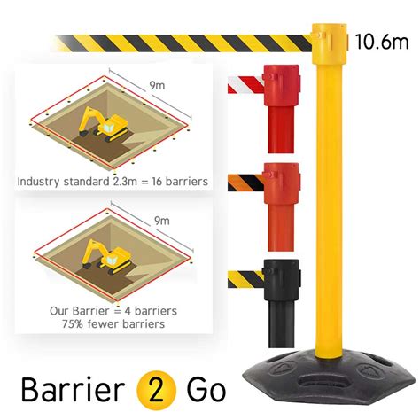 Extra Long Heavy Duty Retractable Belt Barrier Post 106m Barrier 2 Go