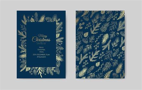 Vector Christmas Cards Set. Holiday Party Card Templates Design 4364510 ...