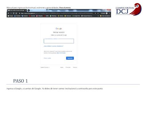 PDF Manual para ingreso al Aula virtual exámenes y derecho cunoc