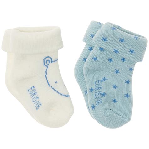 Pack de 2 pares de calcetines de algodón orgánico Bebé niño blanco