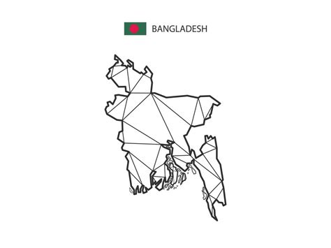 Mosaic Triangles Map Style Of Bangladesh Isolated On A White Background