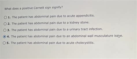 Solved What does a positive Carnett sign signify?The patient | Chegg.com