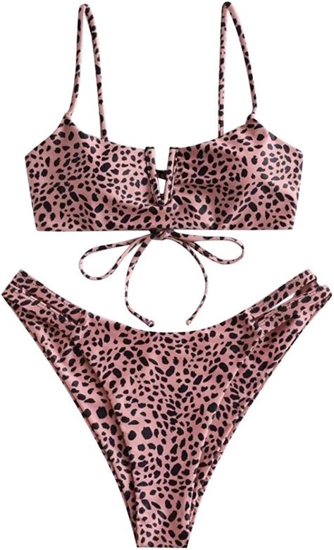 Heetey Damen Bikini Set Frauen Sexy Leopard Snakin Print