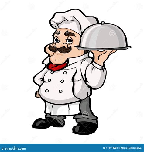 Personagem De Banda Desenhada De Sorriso Do Cozinheiro Chefe Que Guarda