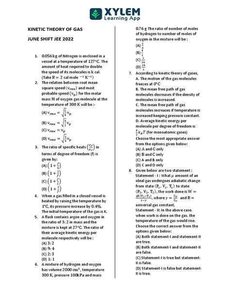 Kinetic Theory Of Gas Download Free Pdf Gases Temperature