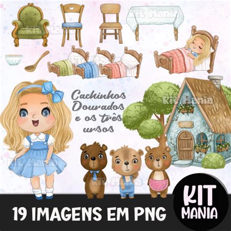 Kit Digital Cachinhos Dourados e os Três Ursos Aquarela Elo7