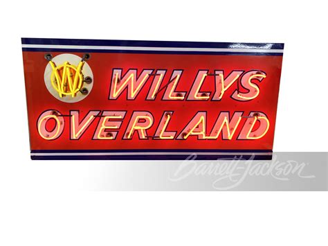 1940s Willys Overland Neon Porcelain Sign