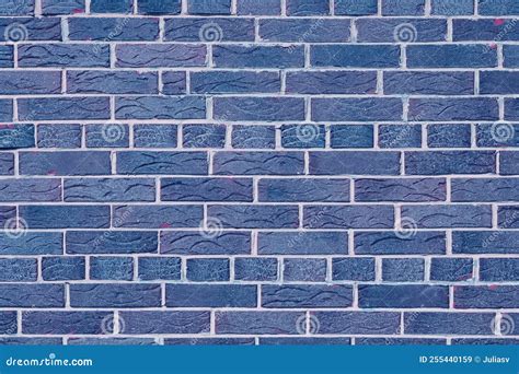 Brick Wall With Unusual Blue Bricks Made Of Whole Blue Bricks Stock