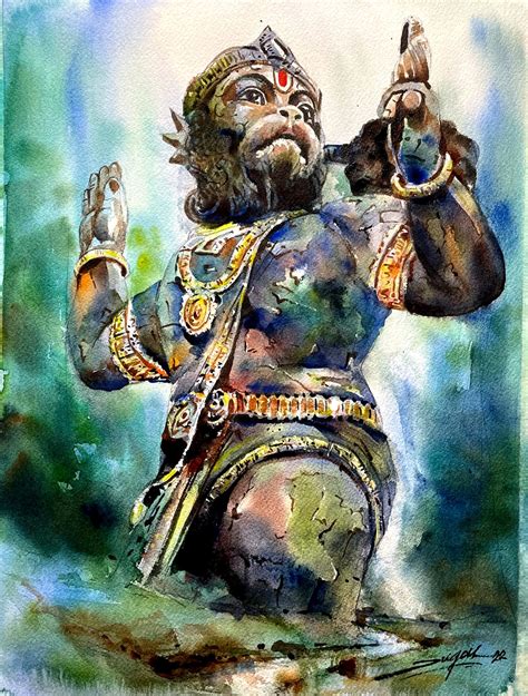 Pawan Putra Hanuman Water Color Painting By Jugal Sarkar Exotic