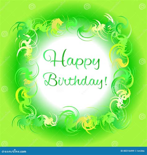 Happy Birthday Green Greeting Card Stock Vector Illustration Of