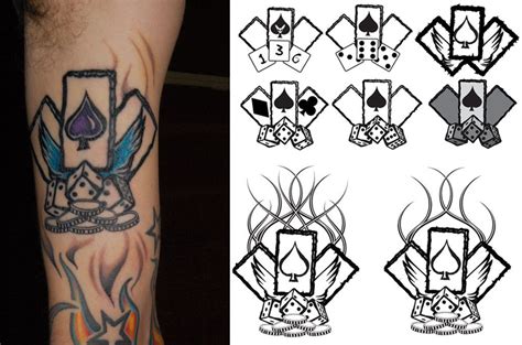 Ace Card And Flaming Dice Tattoos Card Tattoo Designs Card Tattoo