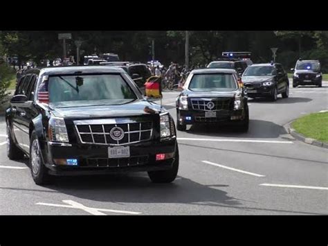 52 Fahrzeuge Kolonne US Präsident Trump zum G20 Gipfel in Hamburg