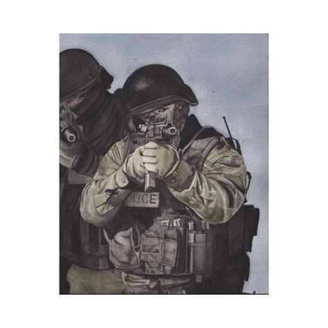 SWAT Team Police Original Art on Canvas Print | Zazzle | Canvas prints ...