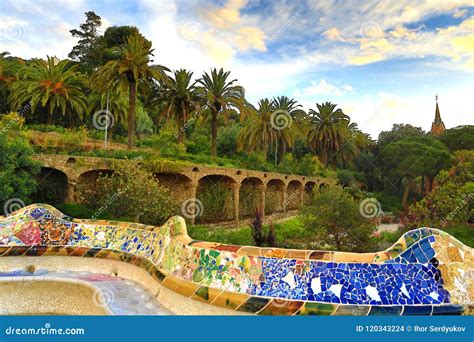 Barcelona, Spain: Park Guell. View of the City from Park Guell in ...