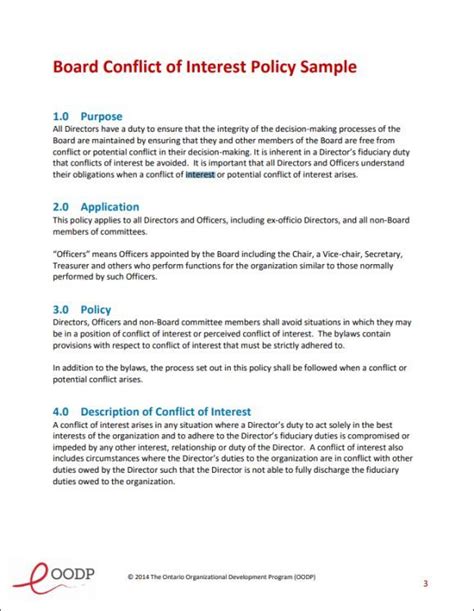 Conflict Of Interest Policy Template Web The Request May Be To